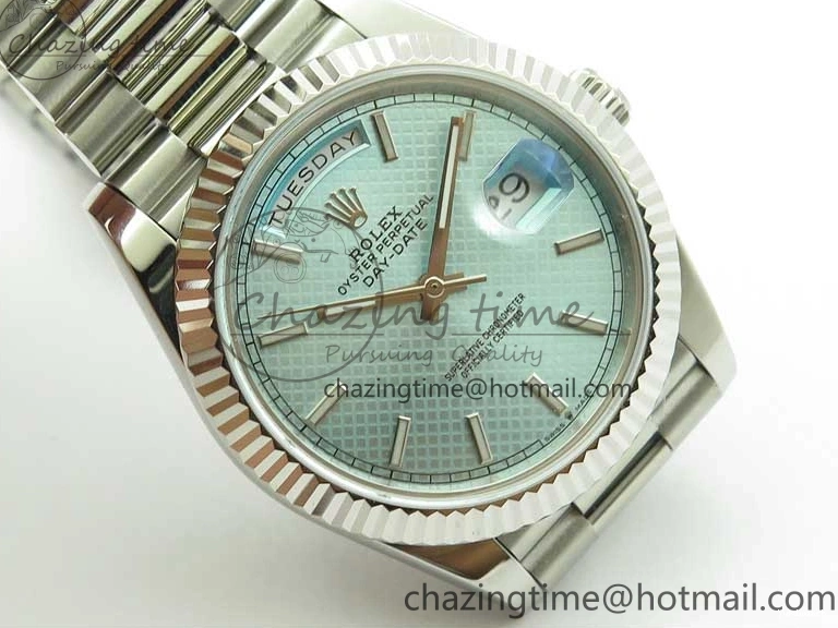 A2836 Dial 228239 Dial Blue SS BP SS Version Textured 904 on Day-Date President 40mm Ice Bracelet New 0724
